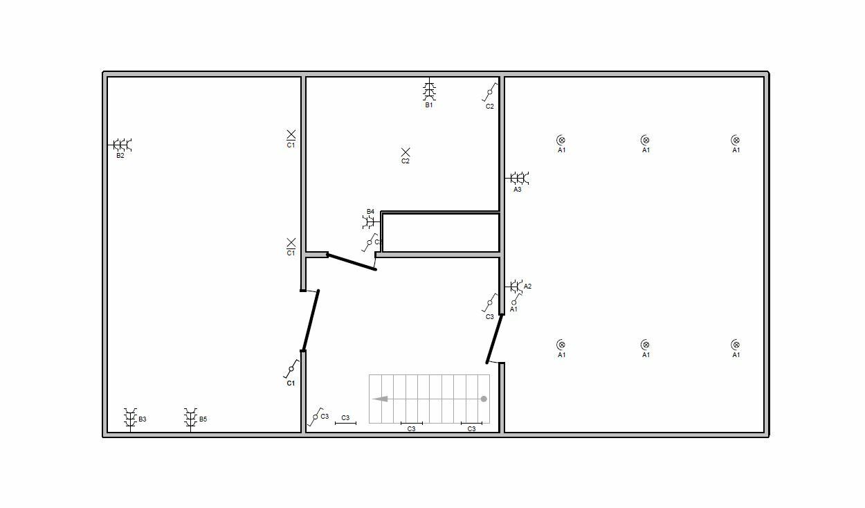 Aanduiding van de elektrische componenten op een plan van uw woning.